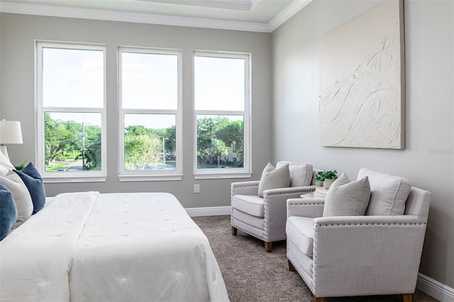 3845 Seena Manor Ct, Tampa, FL 33618 - carpeted bedroom with ornamental molding and baseboards
