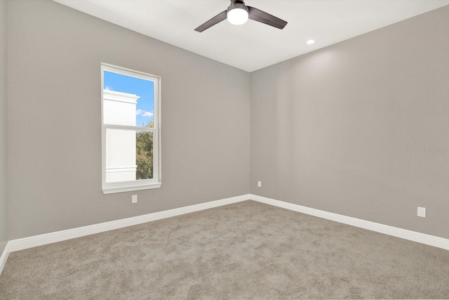 3845 Seena Manor Ct, Tampa, FL 33618 - empty room featuring carpet flooring, a ceiling fan, baseboards, and recessed lighting