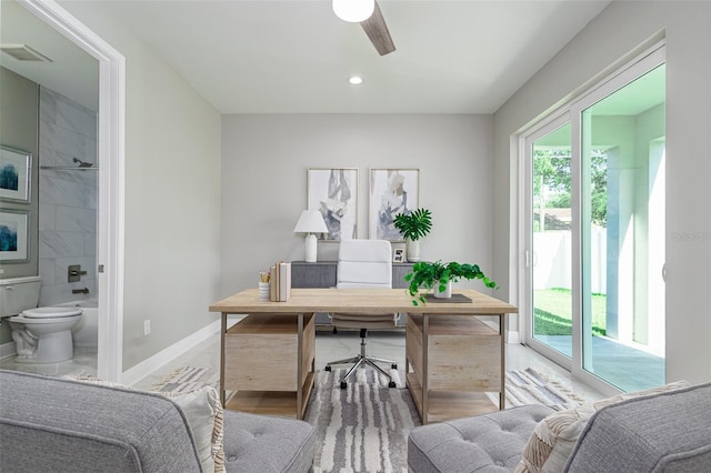 3845 Seena Manor Ct, Tampa, FL 33618 - office space with ceiling fan, baseboards, and recessed lighting