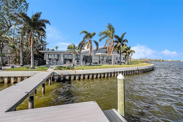 view of dock featuring a water view