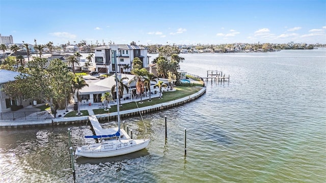 dock area featuring a water view