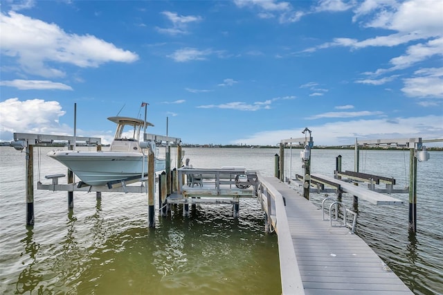 dock area featuring a water view