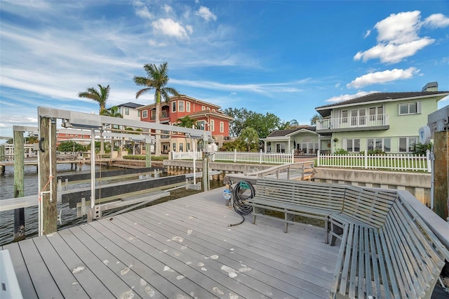 view of dock featuring a water view