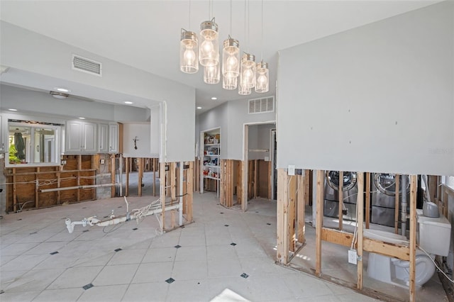 interior space featuring an inviting chandelier