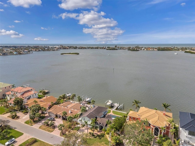 bird's eye view featuring a water view