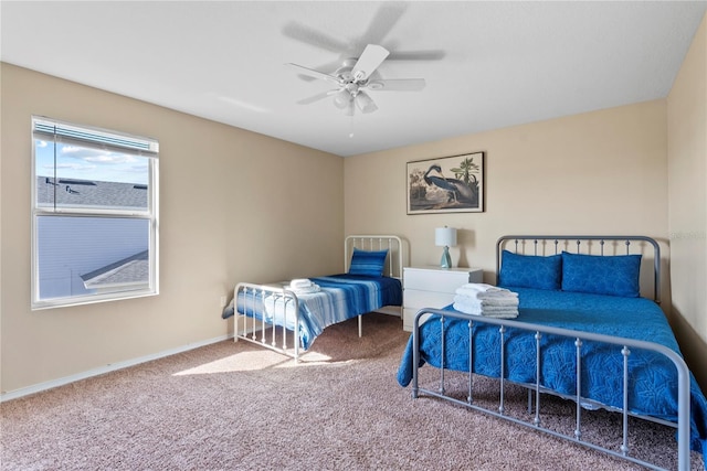 bedroom with carpet flooring and ceiling fan