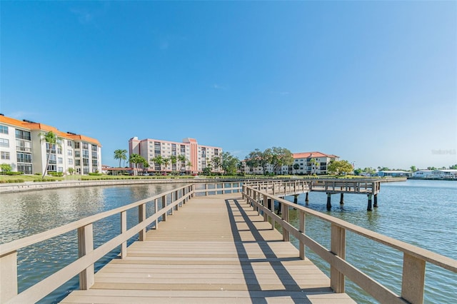 dock area featuring a water view