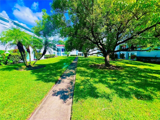 view of home's community with a lawn