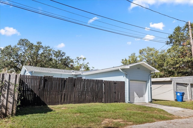 view of yard featuring a garage