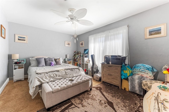 bedroom with carpet and ceiling fan