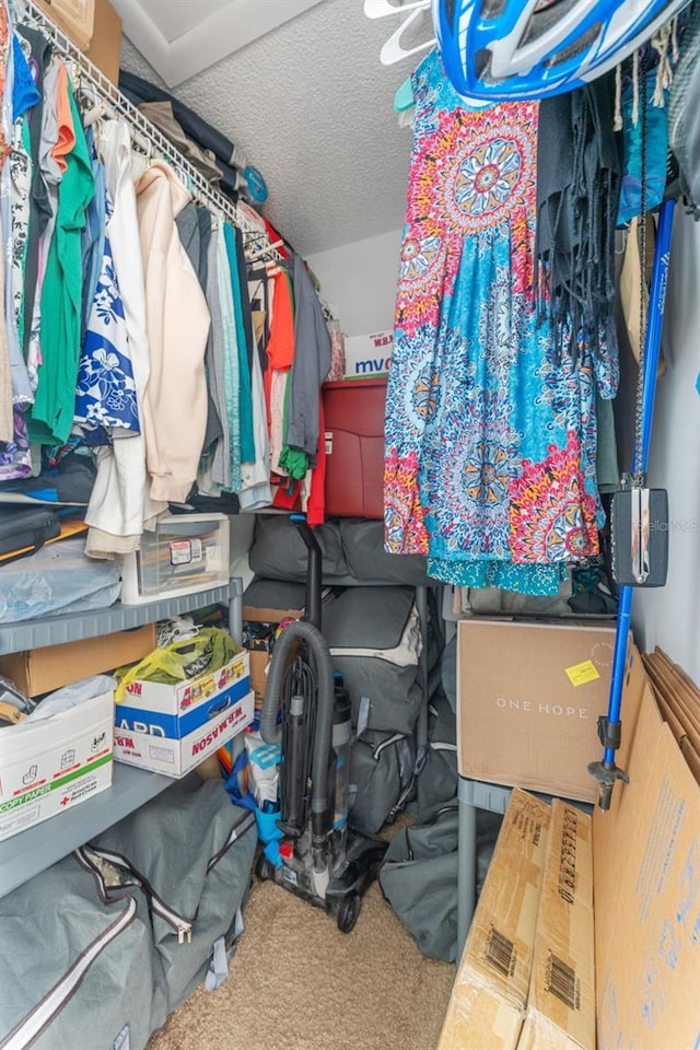 walk in closet featuring carpet