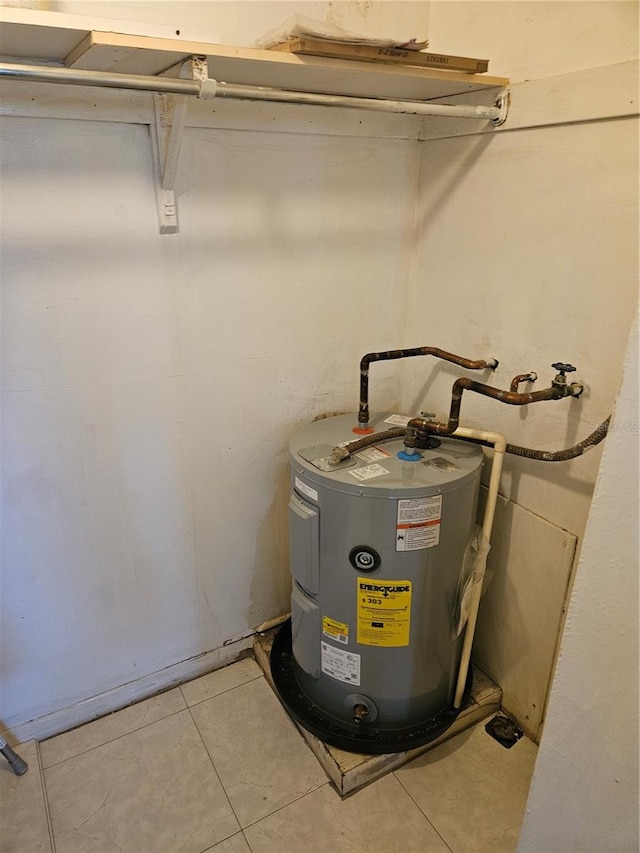 utility room featuring water heater