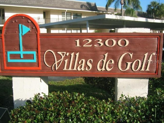 view of community sign