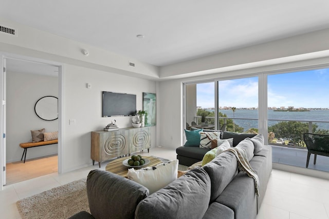 view of tiled living room