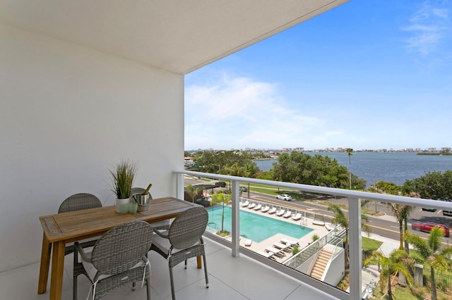 balcony with a water view