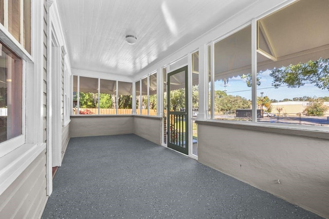 view of unfurnished sunroom