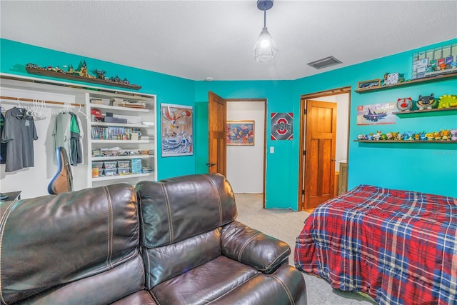 bedroom with a textured ceiling