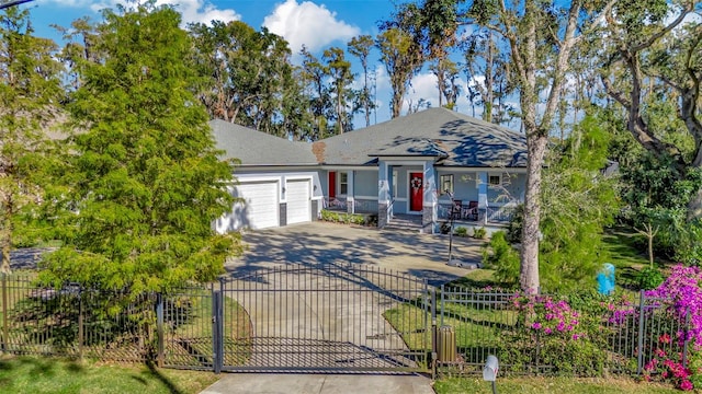 view of front of home with a garage and covered porch