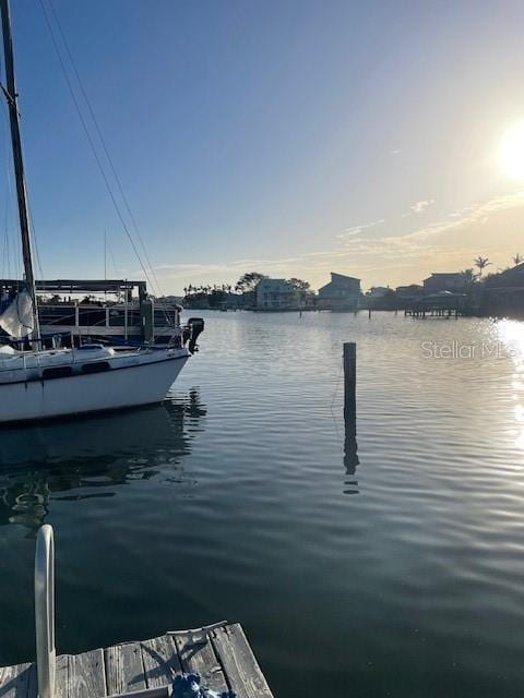 view of dock featuring a water view