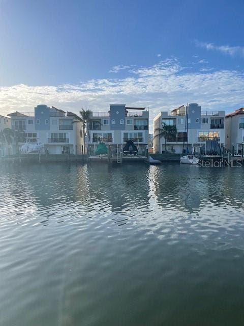 property view of water with a boat dock