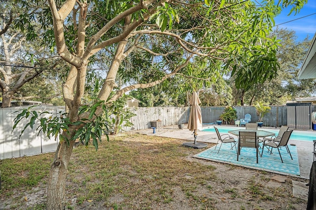 view of yard with a fenced in pool