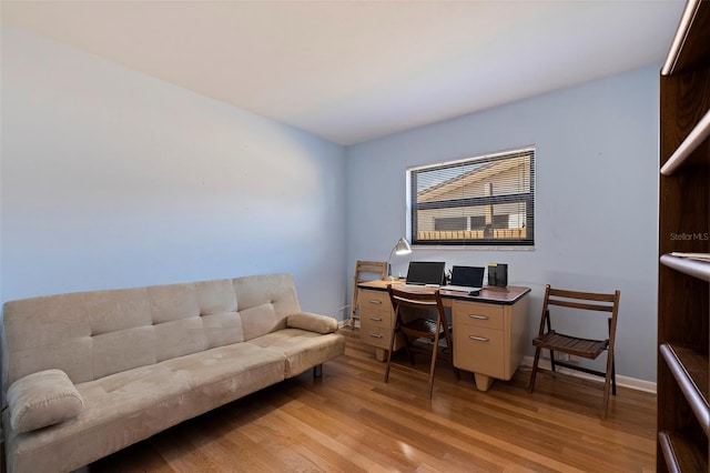 home office featuring light hardwood / wood-style flooring