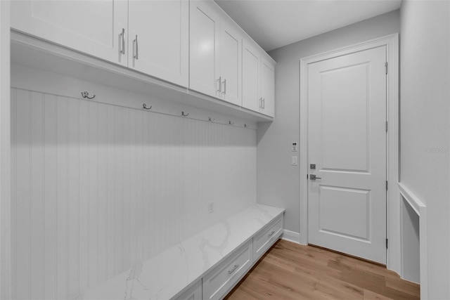 mudroom featuring light hardwood / wood-style flooring