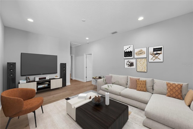 living room featuring light hardwood / wood-style flooring