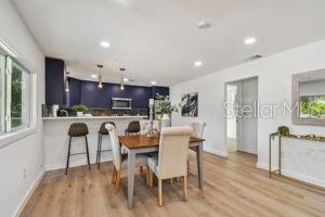 dining area with light wood-type flooring