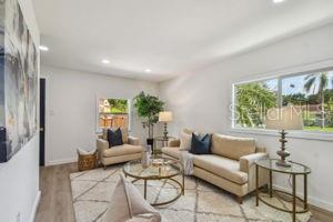 living room with light hardwood / wood-style floors