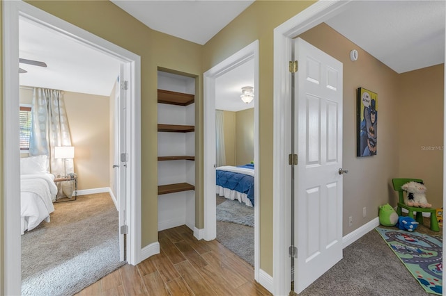 hall featuring light hardwood / wood-style flooring