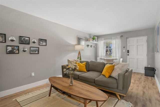 living room featuring light hardwood / wood-style floors