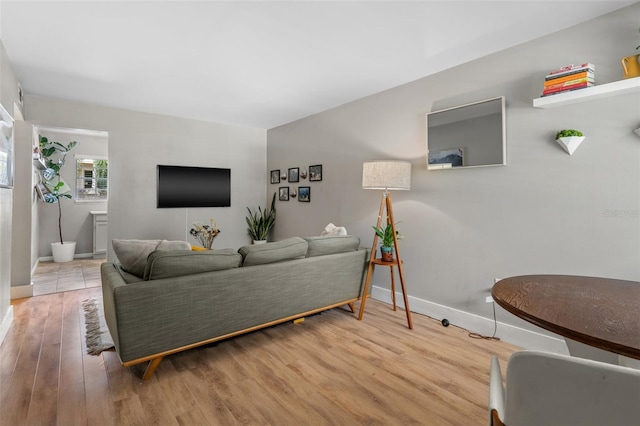 living room featuring light hardwood / wood-style floors