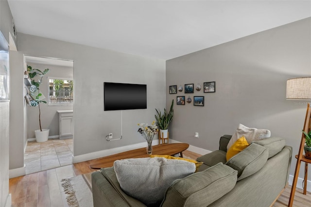 living room with light wood-type flooring