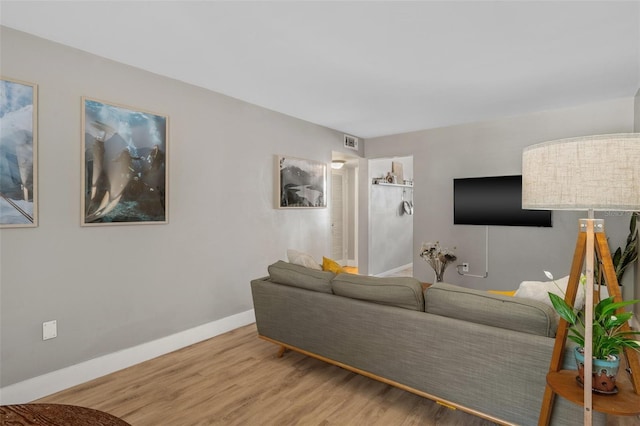 living room with hardwood / wood-style floors