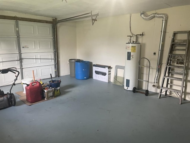 garage featuring electric water heater