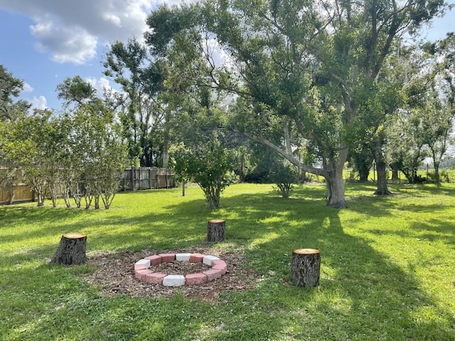 view of yard with an outdoor fire pit