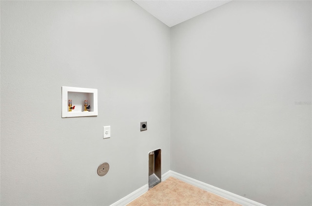 laundry area featuring hookup for an electric dryer and hookup for a washing machine