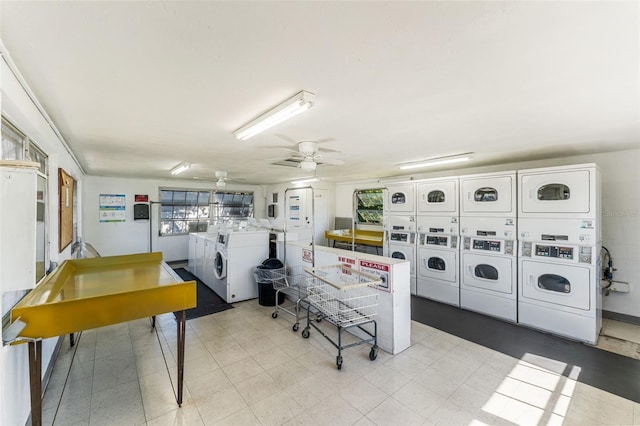 4220 Sheldon Pl Unit 4220, New Port Richey, FL 34652 - interior space with estacked washer and dryer, washer and dryer, and a ceiling fan