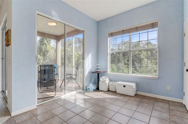 interior space with light tile patterned floors