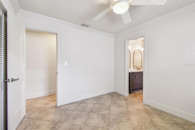 11683 Grove St, Seminole, FL 33772 - unfurnished room featuring crown molding and a ceiling fan