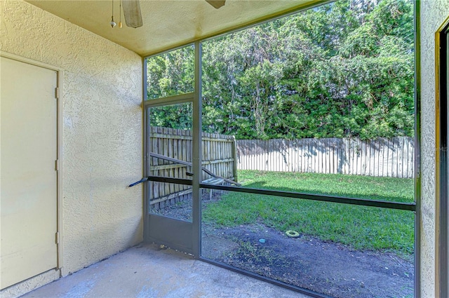 view of unfurnished sunroom