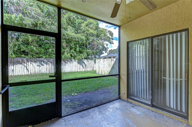 view of unfurnished sunroom