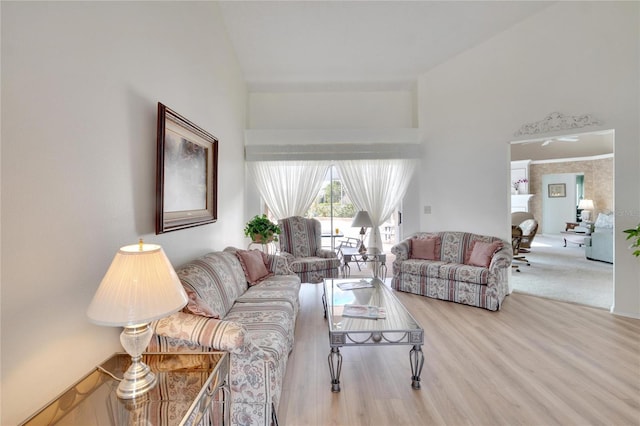 living room with hardwood / wood-style flooring