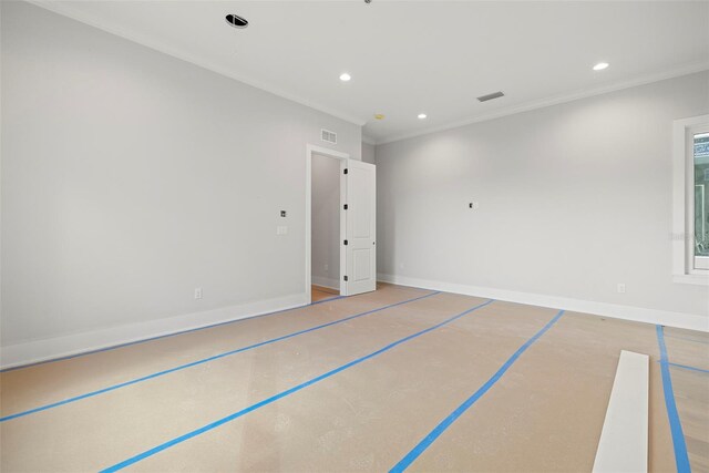 unfurnished bedroom with crown molding