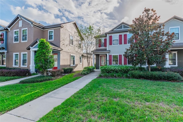 view of front of home with a front yard