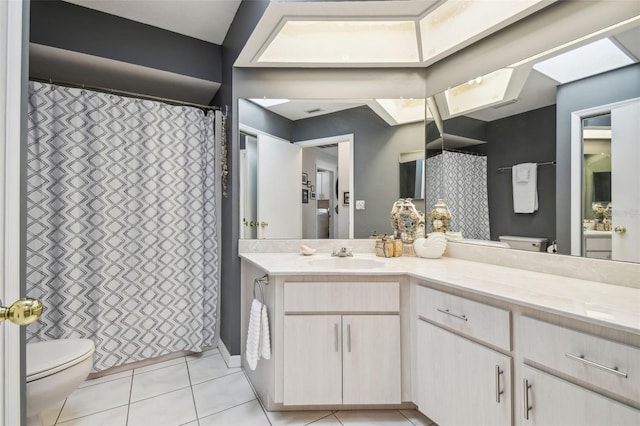 bathroom with tile patterned floors, vanity, and toilet