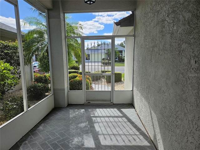 view of unfurnished sunroom