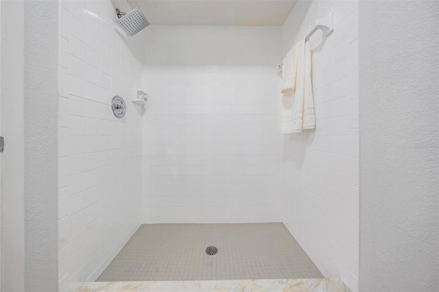 bathroom featuring a tile shower