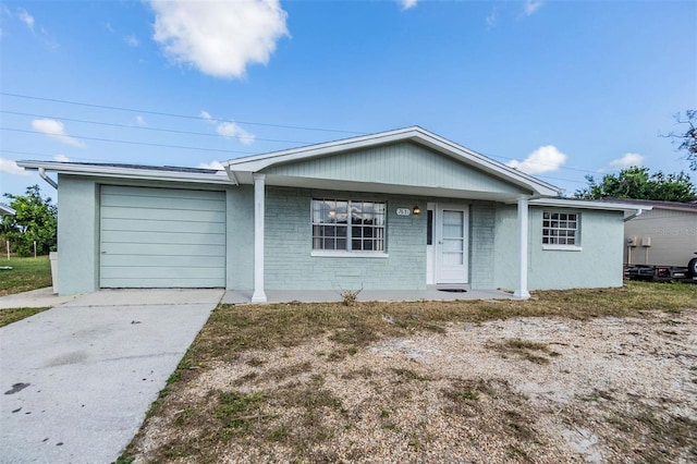 single story home with a garage